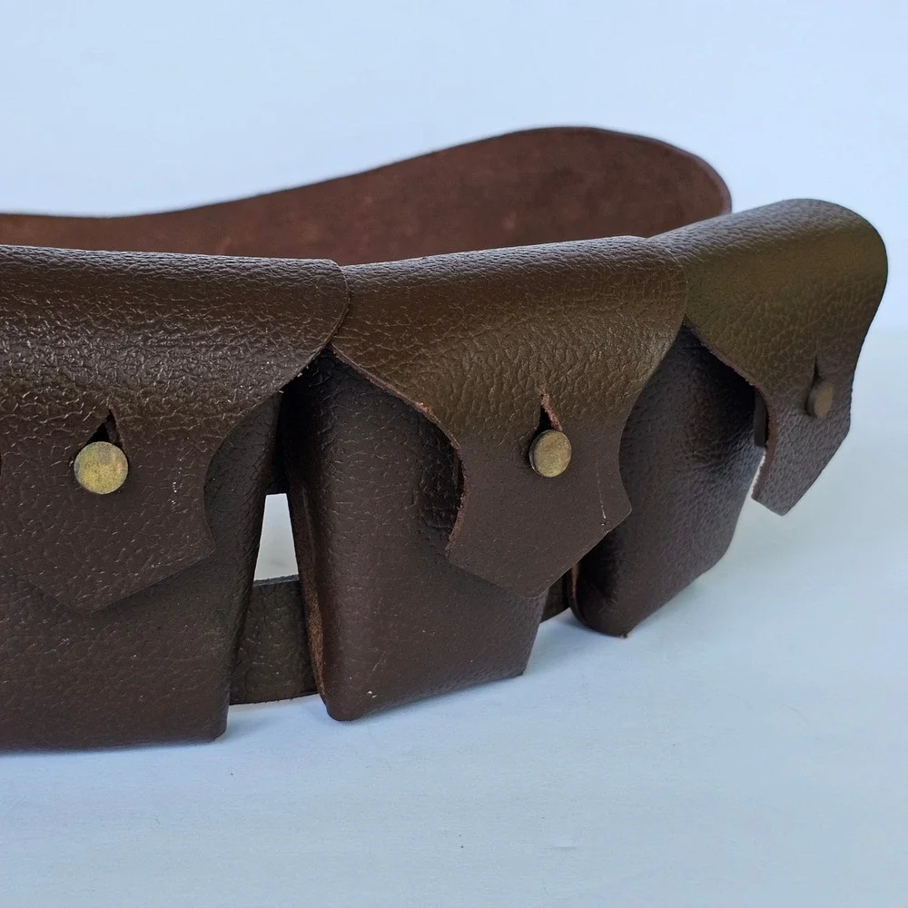 Vintage Leather British P1903 Bandolier Belt 5 Pouch Cosplay Steampunk Accessory